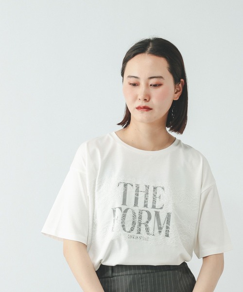 GLOBAL WORK（グローバルワーク）の「リッチクリーンレース半袖Tシャツ/910636（Tシャツ/カットソー・レディース・オフホワイト/スミクロ・LARGE/MEDIUM）」の5枚目の写真