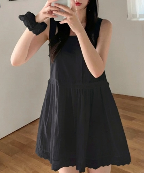 VIVID LADY（ビビッドレディー）の「レース ボタン キャミソールミニワンピース（ワンピース・レディース・ホワイト/ブラック・FREE）」の2枚目の写真