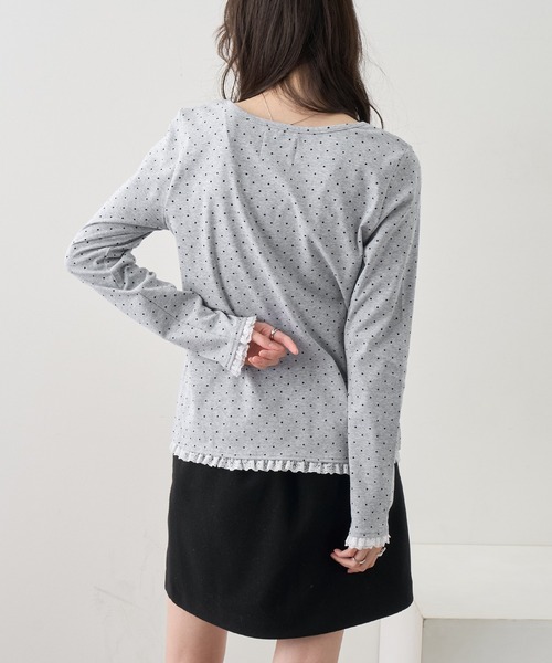 NOGLE(ノグル)の「【NOGLE/ノグル】ドットレースフリルレイヤードロンT(Tシャツ/カットソー・レディース・グレー/ホワイト/ブラック・FREE)」の22枚目の写真