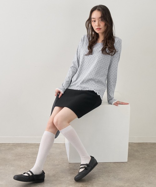 NOGLE(ノグル)の「【NOGLE/ノグル】ドットレースフリルレイヤードロンT(Tシャツ/カットソー・レディース・グレー/ホワイト/ブラック・FREE)」の19枚目の写真