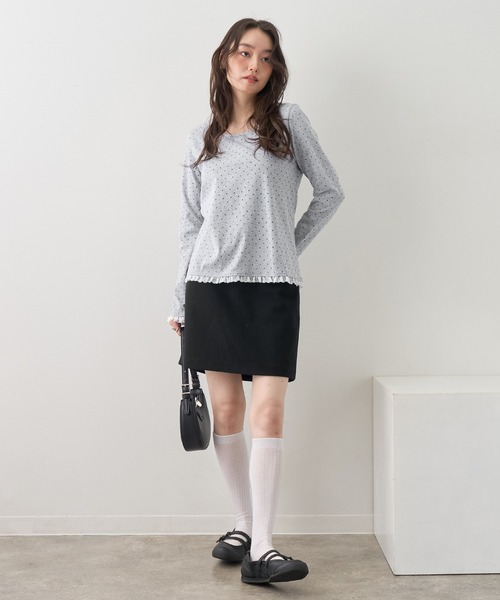 NOGLE(ノグル)の「【NOGLE/ノグル】ドットレースフリルレイヤードロンT(Tシャツ/カットソー・レディース・グレー/ホワイト/ブラック・FREE)」の18枚目の写真