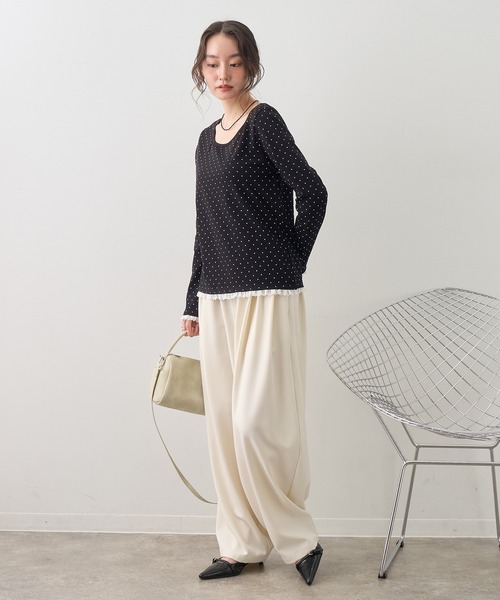 NOGLE(ノグル)の「【NOGLE/ノグル】ドットレースフリルレイヤードロンT(Tシャツ/カットソー・レディース・グレー/ホワイト/ブラック・FREE)」の11枚目の写真