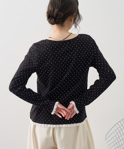 NOGLE(ノグル)の「【NOGLE/ノグル】ドットレースフリルレイヤードロンT(Tシャツ/カットソー・レディース・グレー/ホワイト/ブラック・FREE)」の10枚目の写真