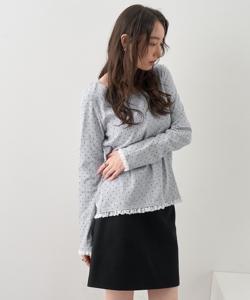 NOGLE(ノグル)の「【NOGLE/ノグル】ドットレースフリルレイヤードロンT(Tシャツ/カットソー・レディース・グレー/ホワイト/ブラック・FREE)」の15枚目の写真