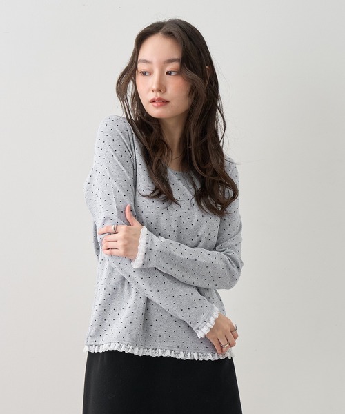 NOGLE(ノグル)の「【NOGLE/ノグル】ドットレースフリルレイヤードロンT(Tシャツ/カットソー・レディース・グレー/ホワイト/ブラック・FREE)」の20枚目の写真