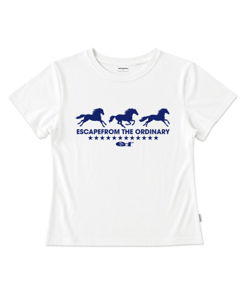 ESCAPEFROM（エスケープフロム）の「[ESCF x ハットゥデイ] スターダストホースプリントスリムフィット半袖Tシャツアイボリー（Tシャツ/カットソー・レディース・その他・MEDIUM/LARGE）」の5枚目の写真