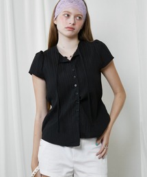 Sheer Collar Tie Top / シアーカラータイトップス