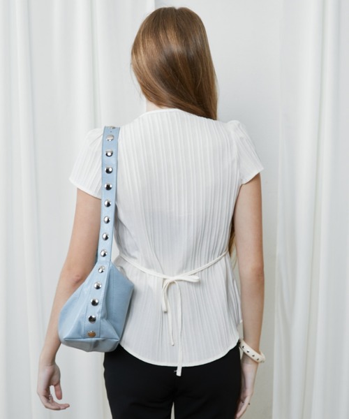 Rohwel（ローウェル）の「Sheer Collar Tie Top / シアーカラータイトップス（Tシャツ/カットソー・レディース・ホワイト/ブラック/ナチュラル・FREE）」の17枚目の写真