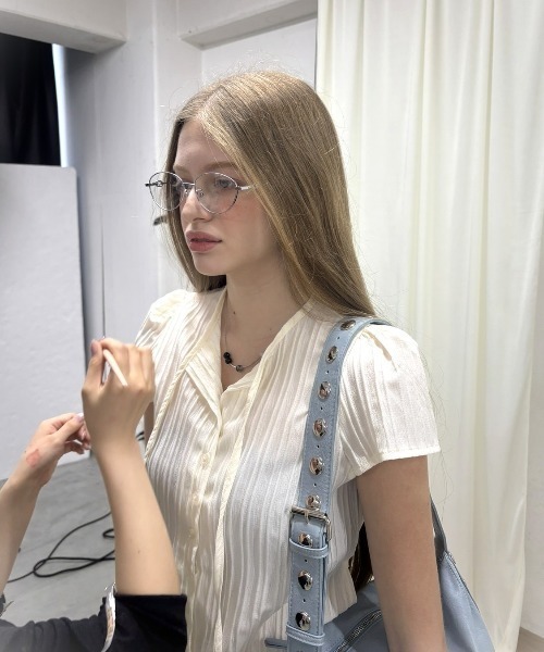 Rohwel（ローウェル）の「Sheer Collar Tie Top / シアーカラータイトップス（Tシャツ/カットソー・レディース・ホワイト/ブラック/ナチュラル・FREE）」の21枚目の写真