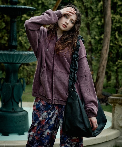 CASPER JOHN（キャスパージョン）の「Bio wash knit parka/バイオウォッシュニットパーカー（パーカー・メンズ・パープル/グレー・MEDIUM/SMALL/X-SMALL/LARGE）」の9枚目の写真