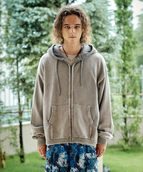 CASPER JOHN（キャスパージョン）の「Bio wash knit parka/バイオウォッシュニットパーカー（パーカー・メンズ・パープル/グレー・MEDIUM/SMALL/X-SMALL/LARGE）」の15枚目の写真