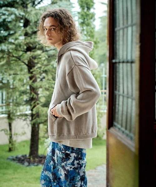 CASPER JOHN（キャスパージョン）の「Bio wash knit parka/バイオウォッシュニットパーカー（パーカー・メンズ・パープル/グレー・MEDIUM/SMALL/X-SMALL/LARGE）」の16枚目の写真