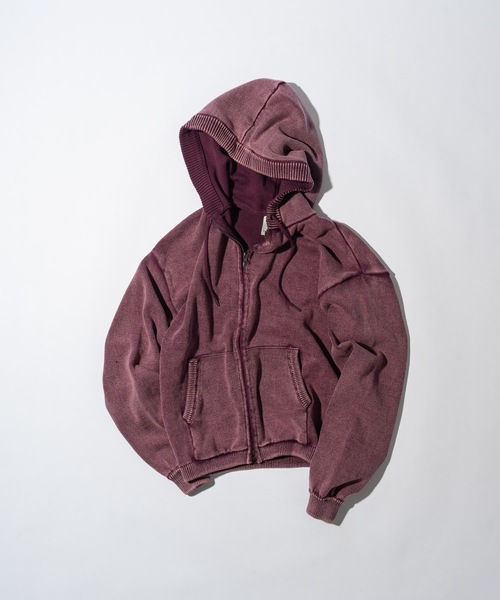 CASPER JOHN（キャスパージョン）の「Bio wash knit parka/バイオウォッシュニットパーカー（パーカー・メンズ・パープル/グレー・MEDIUM/SMALL/X-SMALL/LARGE）」の19枚目の写真