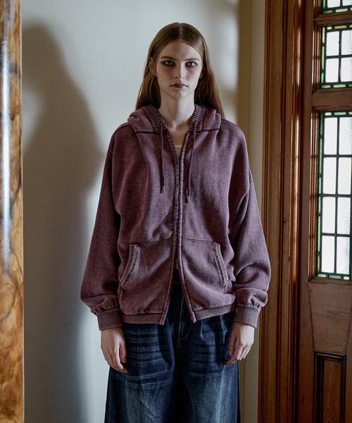 CASPER JOHN（キャスパージョン）の「Bio wash knit parka/バイオウォッシュニットパーカー（パーカー・メンズ・パープル/グレー・MEDIUM/SMALL/X-SMALL/LARGE）」の5枚目の写真