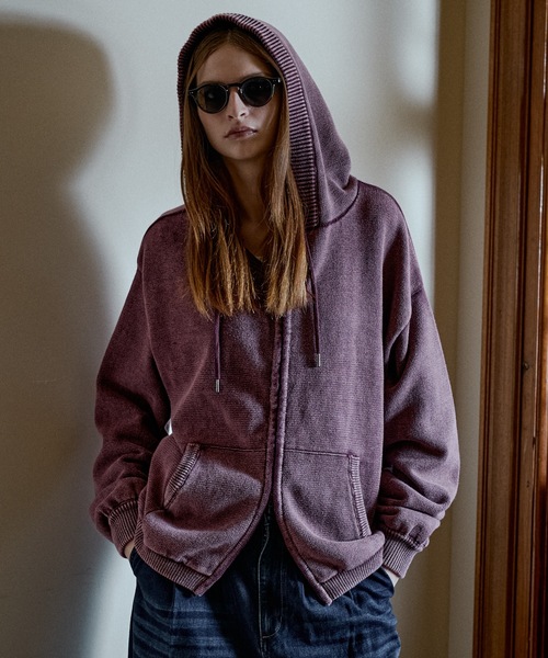 CASPER JOHN（キャスパージョン）の「Bio wash knit parka/バイオウォッシュニットパーカー（パーカー・メンズ・パープル/グレー・MEDIUM/SMALL/X-SMALL/LARGE）」の7枚目の写真