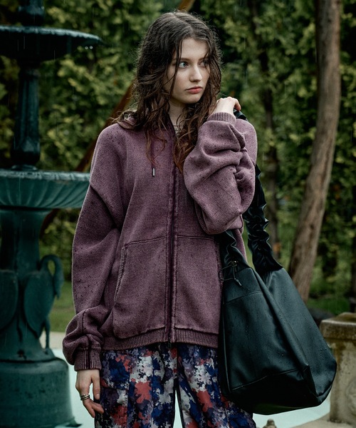 CASPER JOHN（キャスパージョン）の「Bio wash knit parka/バイオウォッシュニットパーカー（パーカー・メンズ・パープル/グレー・MEDIUM/SMALL/X-SMALL/LARGE）」の8枚目の写真