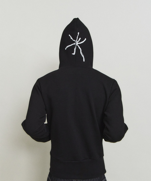 [Ep.01] Waffle Logo Hooded Parka Zip‑Up (черный) — худи‑парка с логотипом