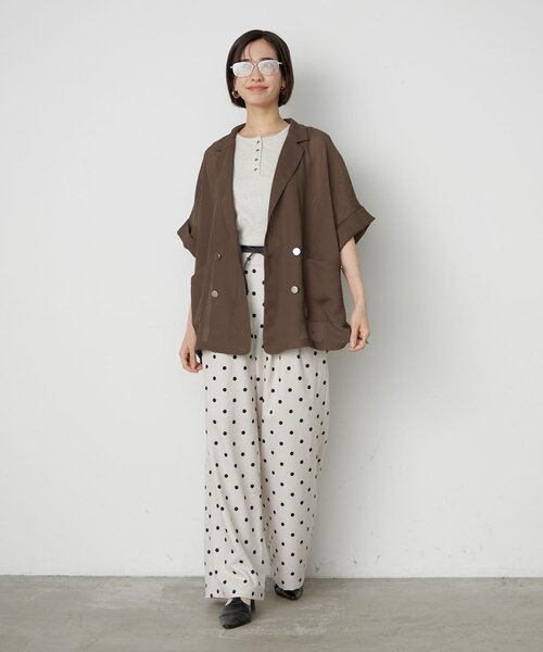 Remind me and forever(リマインドミーアンドフォーエバー)の「【着る方が涼しい!?】シアータッチメッシュWテーラージャケット(テーラードジャケット・レディース・ブラウン/ブラック/ネイビー/グレイッシュベージュ・FREE)」の20枚目の写真