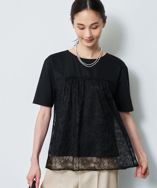 Reflect(リフレクト)の「【UVカット/接触冷感/手洗い可】ラッセルレースプルオーバー(Tシャツ/カットソー・レディース・ブラック/ホワイト・13/11/09/07)」の2枚目の写真