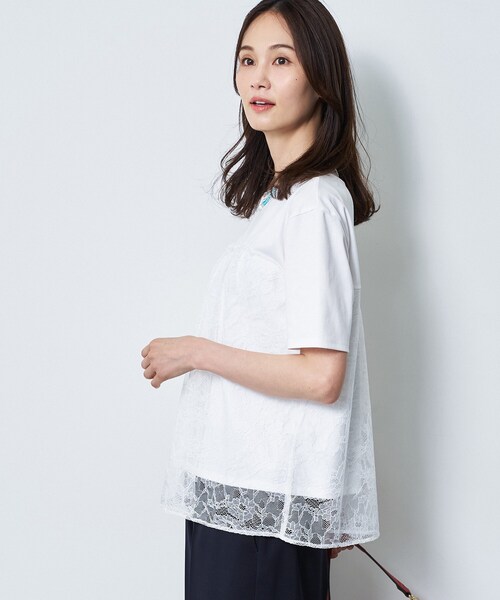 Reflect(リフレクト)の「【UVカット/接触冷感/手洗い可】ラッセルレースプルオーバー(Tシャツ/カットソー・レディース・ブラック/ホワイト・13/11/09/07)」の6枚目の写真
