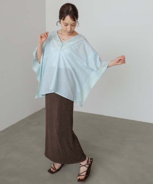 Bab(バブ)の「ボイルMIXレースプルオーバー(Tシャツ/カットソー・レディース・オフホワイト/ベージュ/ライトグレー・M)」の19枚目の写真