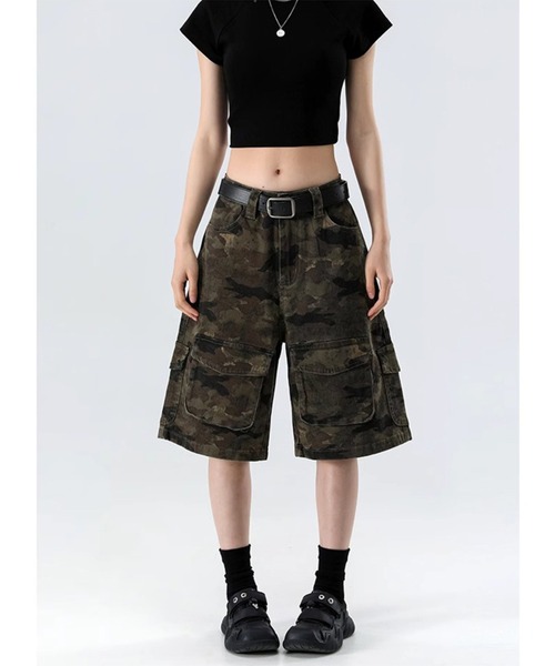 UP START（アップスタート）の「【Bls】 【ZM】【Bling Leads】CAMO柄 6分丈スケーターパンツ(BL)（デニムパンツ・レディース・カモフラージュ・FREE）」の5枚目の写真