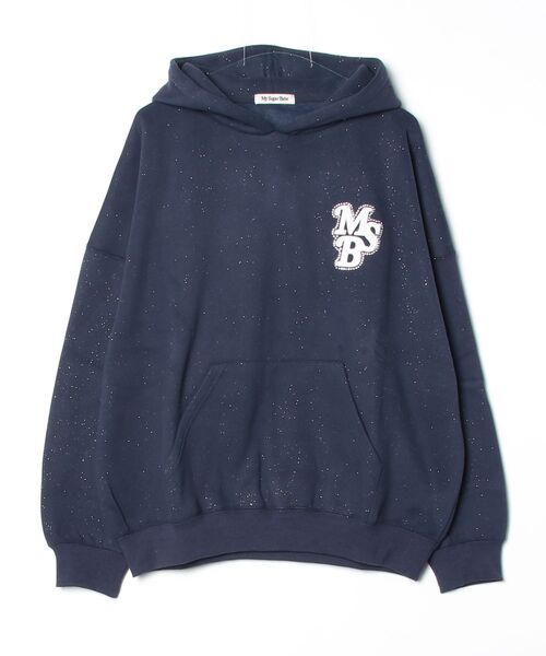 My sugar Babe（マイシュガーベイブ）の「line stone glitter hoodie（スウェット・メンズ・ダークブラウン/ネイビー・LARGE/MEDIUM）」の2枚目の写真