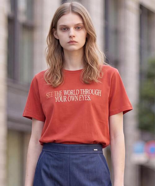 DRESSTERIOR（ドレステリア）の「箔プリント ロゴTシャツ（Tシャツ/カットソー・レディース・ホワイト/チャコールグレー/レッド系・38/34/36）」の3枚目の写真