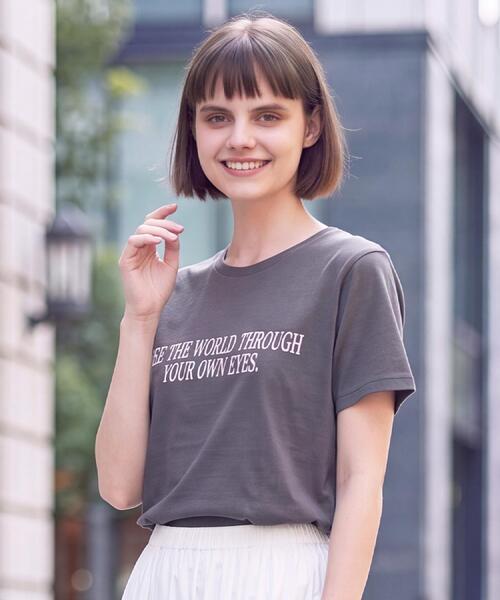 DRESSTERIOR（ドレステリア）の「箔プリント ロゴTシャツ（Tシャツ/カットソー・レディース・ホワイト/チャコールグレー/レッド系・38/34/36）」の7枚目の写真