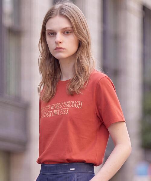 DRESSTERIOR（ドレステリア）の「箔プリント ロゴTシャツ（Tシャツ/カットソー・レディース・ホワイト/チャコールグレー/レッド系・38/34/36）」の9枚目の写真