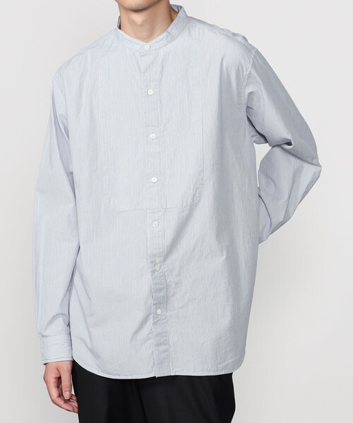 INDIA INDUSTRY Cotton band collar buzzam shirt STRIPE MEN