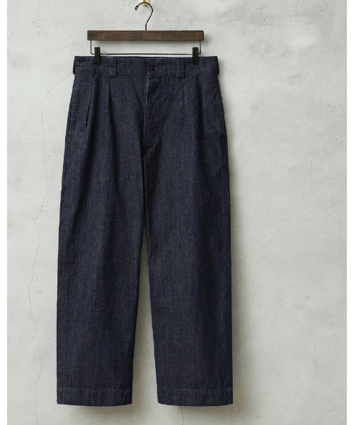 WAIPER.inc(ワイパーインク)の「WAIPER.inc フランス軍 M-52 トラウザー KURABO DENIM【WP1172】(デニムパンツ・メンズ・ネイビー系/ネイビー×ホワイト・24/26/25)」の2枚目の写真