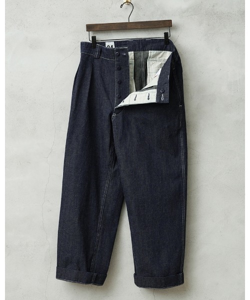 WAIPER.inc(ワイパーインク)の「WAIPER.inc フランス軍 M-52 トラウザー KURABO DENIM【WP1172】(デニムパンツ・メンズ・ネイビー系/ネイビー×ホワイト・24/26/25)」の15枚目の写真