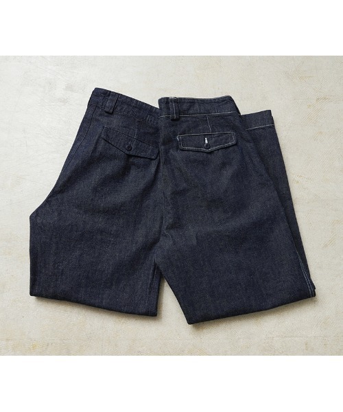 WAIPER.inc(ワイパーインク)の「WAIPER.inc フランス軍 M-52 トラウザー KURABO DENIM【WP1172】(デニムパンツ・メンズ・ネイビー系/ネイビー×ホワイト・24/26/25)」の16枚目の写真