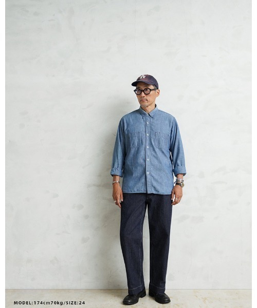 WAIPER.inc(ワイパーインク)の「WAIPER.inc フランス軍 M-52 トラウザー KURABO DENIM【WP1172】(デニムパンツ・メンズ・ネイビー系/ネイビー×ホワイト・24/26/25)」の18枚目の写真