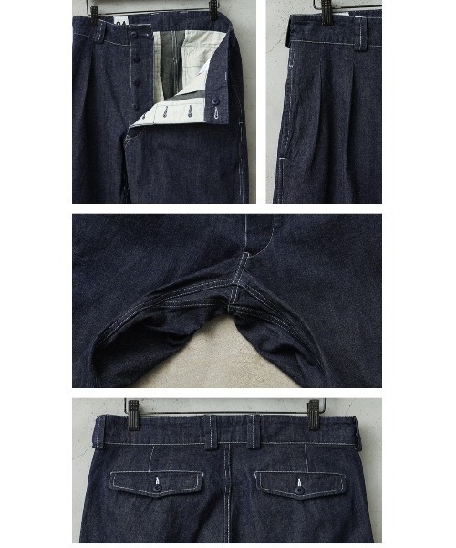 WAIPER.inc(ワイパーインク)の「WAIPER.inc フランス軍 M-52 トラウザー KURABO DENIM【WP1172】(デニムパンツ・メンズ・ネイビー系/ネイビー×ホワイト・24/26/25)」の12枚目の写真