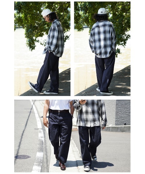 WAIPER.inc(ワイパーインク)の「WAIPER.inc フランス軍 M-52 トラウザー KURABO DENIM【WP1172】(デニムパンツ・メンズ・ネイビー系/ネイビー×ホワイト・24/26/25)」の4枚目の写真