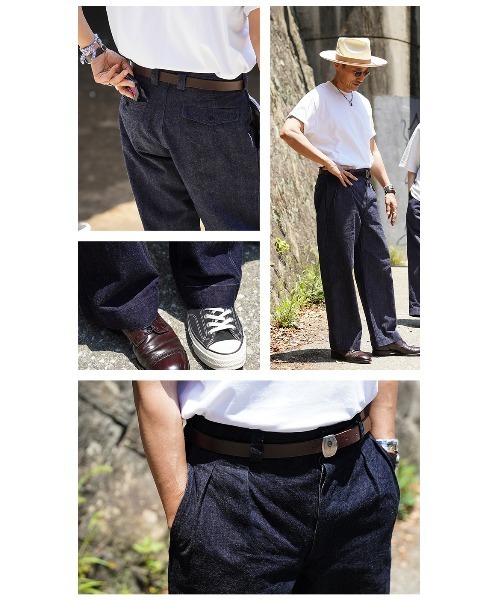 WAIPER.inc(ワイパーインク)の「WAIPER.inc フランス軍 M-52 トラウザー KURABO DENIM【WP1172】(デニムパンツ・メンズ・ネイビー系/ネイビー×ホワイト・24/26/25)」の5枚目の写真