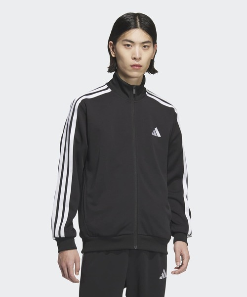 adidas(アディダス)の「スリーストライプス レギュラーフィット ダブルニット トラックジャケット/ ジャージ / アディダス adidas(ジャージ・メンズ・ブラック×ホワイト・XX-LARGE/3XL/LARGE/MEDIUM/SMALL/X-LARGE)」の1枚目の写真