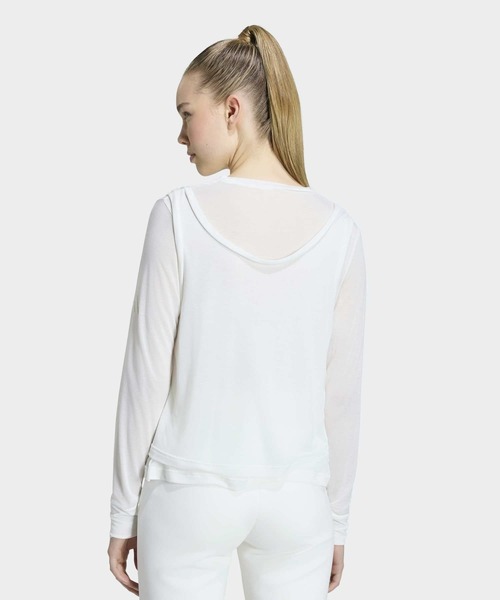 adidas(アディダス)の「SOFT LUX シアー トップス 長袖 / ロンT / アディダス adidas(Tシャツ/カットソー・レディース・ホワイト・XX-LARGE/LARGE/MEDIUM/SMALL/X-LARGE/X-SMALL)」の2枚目の写真