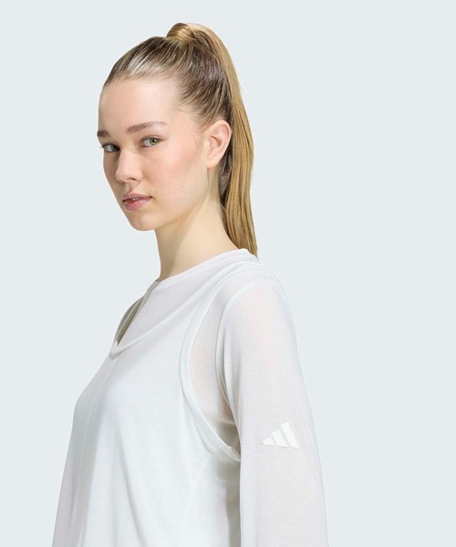 adidas(アディダス)の「SOFT LUX シアー トップス 長袖 / ロンT / アディダス adidas(Tシャツ/カットソー・レディース・ホワイト・XX-LARGE/LARGE/MEDIUM/SMALL/X-LARGE/X-SMALL)」の4枚目の写真