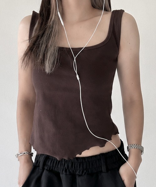 YACA(ヤーカ)の「Mellow Rib Tanktop/メロウリブタンクトップ(タンクトップ・レディース・ブラウン/ブラック/グレー・FREE)」の1枚目の写真