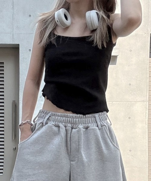 YACA(ヤーカ)の「Mellow Rib Tanktop/メロウリブタンクトップ(タンクトップ・レディース・ブラウン/ブラック/グレー・FREE)」の2枚目の写真