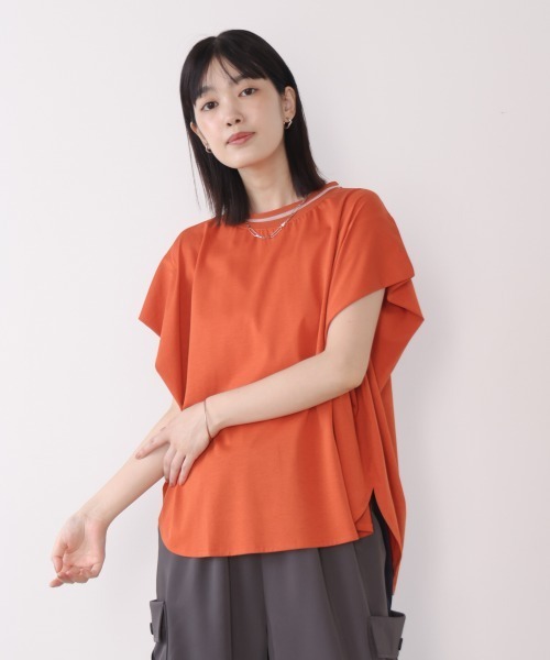 Bou Jeloud(ブージュルード)の「衿ラインプルオーバー(Tシャツ/カットソー・レディース・ブルー/オレンジ/オフホワイト・FREE)」の1枚目の写真