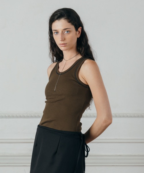 CREDONA(クレドナ)の「CUP-IN TANK TOP/カップインタンクトップ(タンクトップ・レディース・カーキ/グレー/ブラック/レッド/アイボリー・FREE)」の5枚目の写真