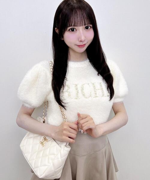 INGNI（イング）の「ビジューロゴフェザーニット（ニット/セーター・レディース・ライトグレー/アイボリー/ピンク・M）」の22枚目の写真