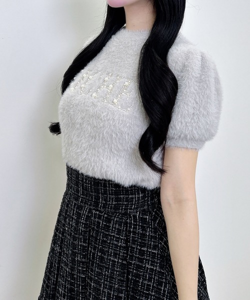 INGNI（イング）の「ビジューロゴフェザーニット（ニット/セーター・レディース・ライトグレー/アイボリー/ピンク・M）」の12枚目の写真