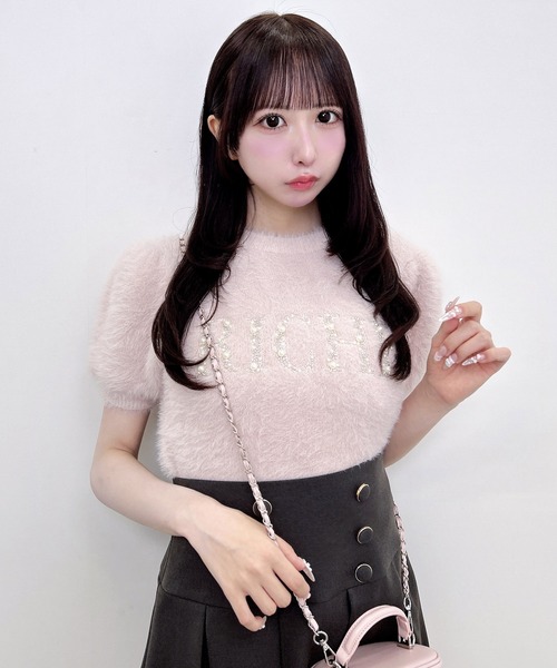 INGNI（イング）の「ビジューロゴフェザーニット（ニット/セーター・レディース・ライトグレー/アイボリー/ピンク・M）」の16枚目の写真