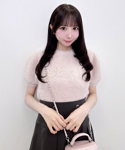 INGNI（イング）の「ビジューロゴフェザーニット（ニット/セーター・レディース・ライトグレー/アイボリー/ピンク・M）」の17枚目の写真