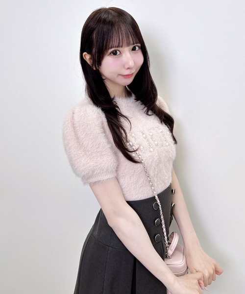 INGNI（イング）の「ビジューロゴフェザーニット（ニット/セーター・レディース・ライトグレー/アイボリー/ピンク・M）」の18枚目の写真